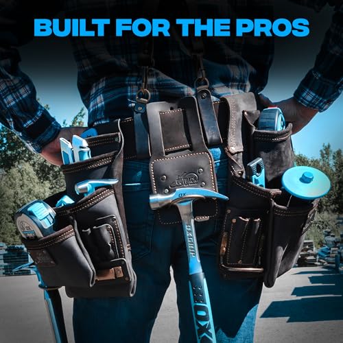 OX Framing Leather Tool Belt + Suspenders - Carpenter Tool Belt - Size XL - color: Framing Belt + Suspenders, size: XL
