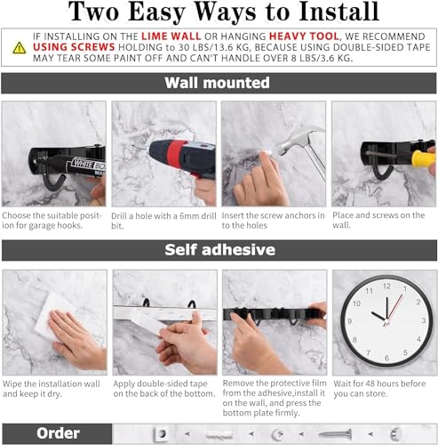 Black Broom Holder Wall Mount, 5 Racks 4 Hooks Mop and Broom Organizer - color: 5 Racks & 4 Hooks (Black) - 1 Pack