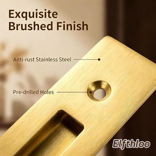 6 in Pocket Door Pulls& Edge Pull Set Brushed Gold