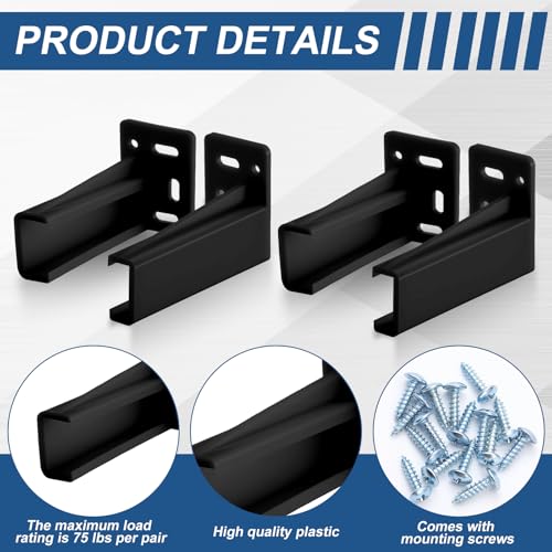 Chunful 2 Pair Rear Drawer Track Socket Back Plates Mounting Brackets,Black - color: Black