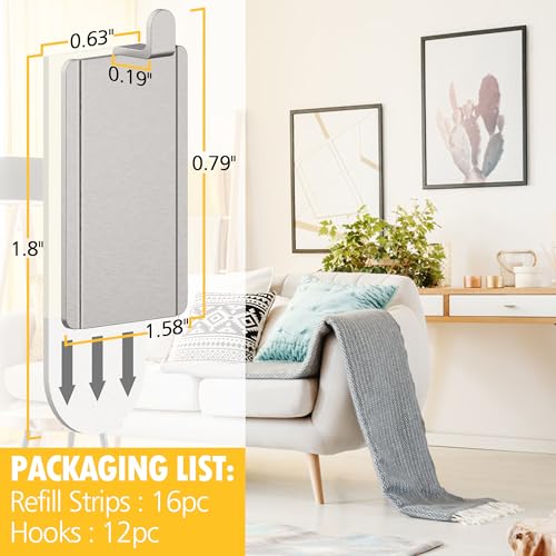 LuBanSir 12 Pack Picture Hanging Hooks with 16 Strips for Small Photos