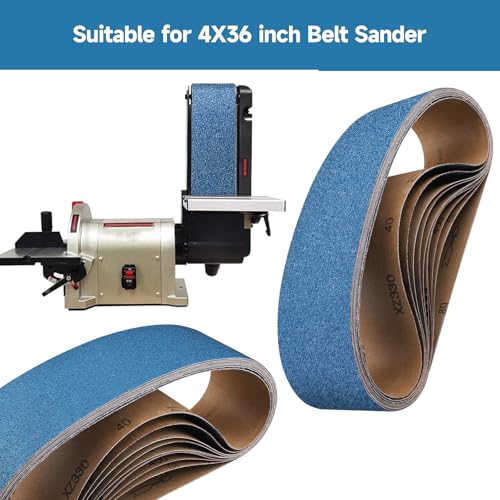 10-Piece Premium 4 x 36 Inch Zirconia Sanding Belts 40-400 Grit - color: Mix Grit, size: 4x36 Inch