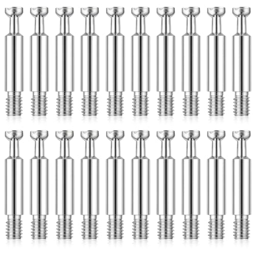 20Pcs Cam Screws for Furniture Cam Lock Fasteners Fixing Screws Cam-Bolt for Furniture Connecting Cabinet Connector Fittings Tools Fixing Bolt Fasteners for Drawer Wardrobe Table, Silver