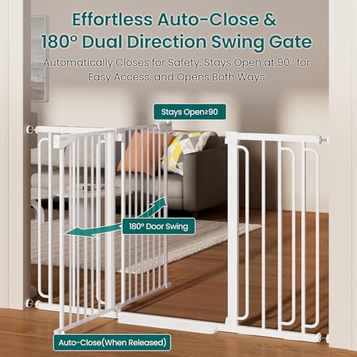 Cumbor 36" Extra Tall Baby Gate, 30.4-56.8" Extra Wide Dog Gate White - color: White, size: 30.4"-56.8" W x 36" H
