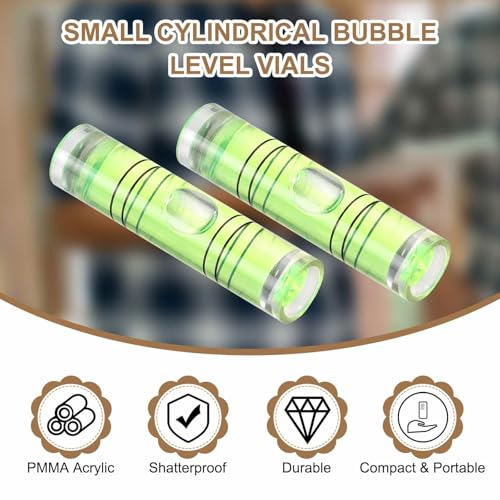 HARFINGTON 15pcs Small Cylindrical Bubble Level Vials 22.5x8mm PMMA Mini Horizontal Bubble Spirit Level Measuring Layout Tools for RV TV Picture Frame Hanging Tool Leveler - size: 22.5x8mm