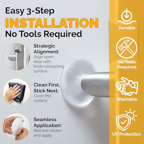 Door Stoppers Wall Protector 2", Reusable & Self Adhesive - 8 Pack Clear - color: Clear, size: 2 inch (8 Pack)