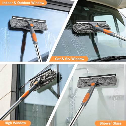 SetSail Window Squeegee with 66in Extension Pole 2-in-1 Window Cleaning Kit - color: Grey Orange
