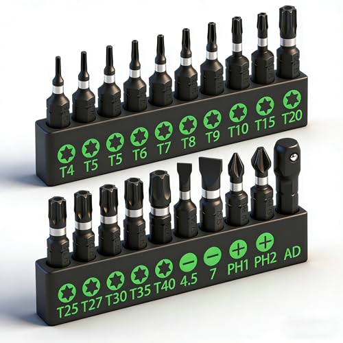 SWANLAKE 20PCS Tamper Resistant Star Bit Set,Torx Bit Set, Impact Grade Security Torx Bits Set,1/4-inch Hex Shank, S2 Alloy Steel, T4-T40 - style: Torx Classic Version