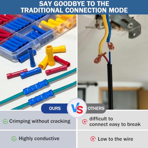 500Pcs Butt Splice Connectors Kit 22-10 AWG - color: 500pcs-(22-10)