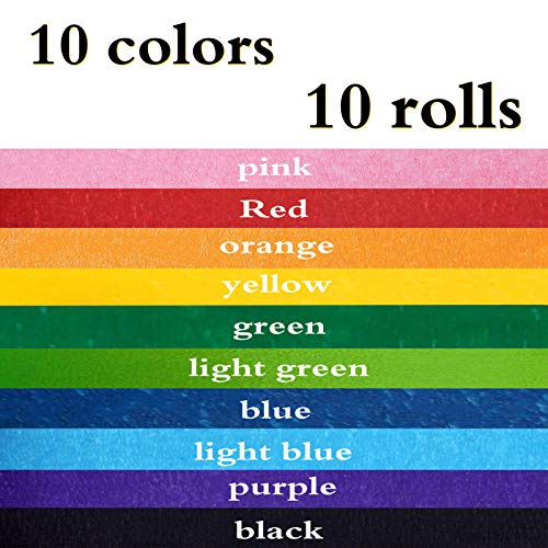 10 PCS Colored Masking Tape, 1 Inch x 13 Yards x 10 Rolls, 390 Feet Total.
