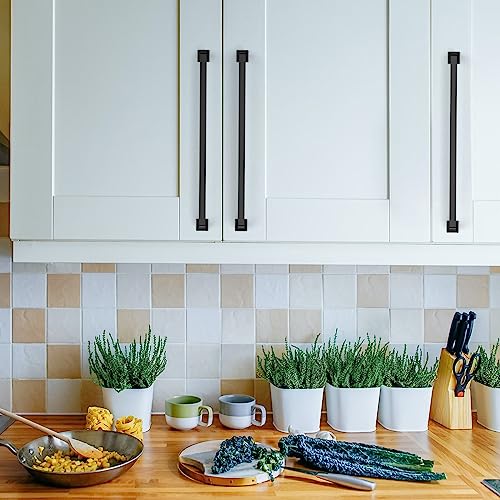 Asidrama 10 Pack 7.5 inch Matte Black Kitchen Cabinet Handles | Heavy-Duty Solid Zinc, 2 Screw Sizes, 7.5" Hole Center(192mm), Cupboards, Drawers, Dressers, Furniture, Hardware - color: Matte Black, size: 7.5" Hole Center(192mm)