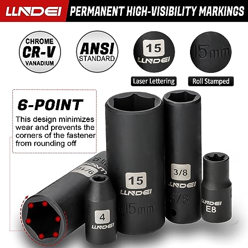 1/4" Impact Socket Set, 83 Pcs Wrench Set SAE(5/32-9/16 in) Metric (4-15mm) - size: 83-Piece 1/4" Drive Impact Socket Set