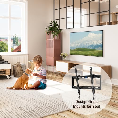 Mounting Dream Tilting TV Mounts for Most 26-60 Inch LED, LCD TVs up to VESA 400 x 400mm and 88 LBS Loading Capacity, TV Wall Mount Bracket Fits 8''-16'' Studs, Quick Lock and Release MD2268-MK - size: For 26"-60“ TV