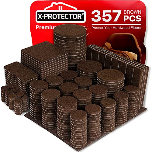X-PROTECTOR 357 PCS Premium Huge Pack Felt Furniture Pads! - size: 357 PCS Brown