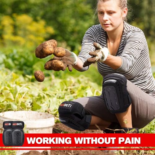 REXBETI Knee Pads for Men, Anti-slip Construction Gel Knee Pads for Work - color: Black