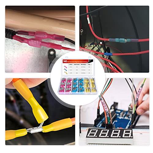 Nilight 140PCS Heat Shrink Piggy Back Spade Terminals Connectors - color: 140Pcs Piggy Back Terminals