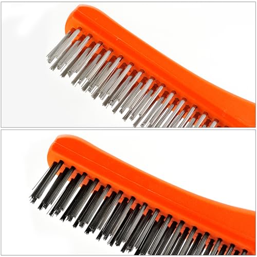 MAXMAN Wire Brush 2Pcs, 10" Stainless & Carbon Steel Bristles, Rust Remover