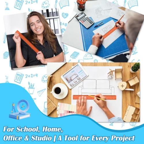 36 Pcs 12" Clear Orange Plastic Rulers, Back to School Measuring Supplies - color: Orange