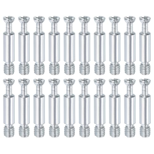 uxcell 45Pcs 32mm Furniture Connecting Fittings, Thread Bolts Dowels Screws, Metal Dowel Fitting Fasteners for Cabinet Drawer and Wardrobe Furniture, Silver - size: 32mm