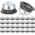 LEIFIDE 20 Pack 3 Inch Wire Cup Brush, 5/8"-11 Threaded Arbor Knotted Wire
