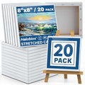 Halobios Professional Stretched Canvases for Painting with 8x8 Inch, 20 Packs Blank Painting Canvas for Acrylics,Oils & Other Painting Media, 5/8 Inch Profile 100% Cotton Artist Framed Canvas - size: 20 Pack - 8×8IN