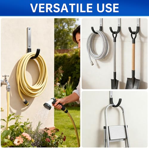 GeeWatom Heavy Duty Steel Garage Hooks,Garage Storage Utility Hooks,Heavy Duty Garage Garden Tool Organizer,Steel Wall Mount Hooks, Garden Hose Hanger, Black U Hooks (Dark Brown-4PC) - color: Dark Brown-4PC