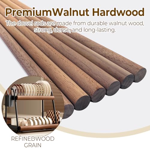 3/8 x12 Inch (Φ 10mm x L 305mm) Long Walnut Wooden Dowel Rods, Hardwood Dowels,Natural Round Walnut Wood for Crafts,Woodworking,Building Models and DIY Projects(10 Pcs/Pack)