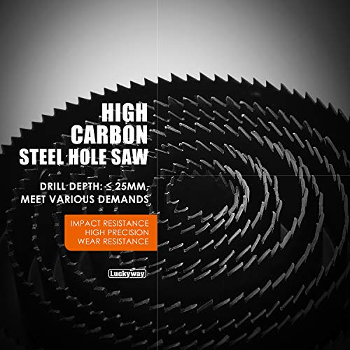 Luckyway Hole Saw Kit, 21-Piece Hole Saw Set, 3/4" to 5" Hole Saws Drill Bits Hole Cutter Kits with Storage Case for Soft Wood, Plastic, PVC and Drywall - size: 17-Piece Hole Saw Set