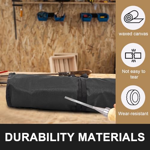 Wrench Organizer, Tool Roll Pouch,16-Pocket Waterproof Oxford Cloth - color: Black