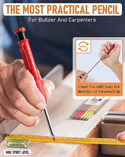 Nicpro 28 Pack Carpenter Pencil Set with Sharpener, Canvas Case - size: 28 Pack