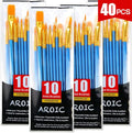 Acrylic Paint Brush Set, 4 Packs / 40 pcs Nylon Hair Brushes - size: 40pcs-blue