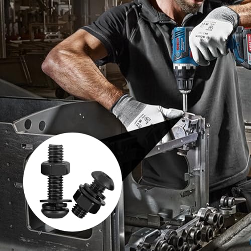 20 PCS M6*12 Cup Head Nuts and Bolts, Hex Head Bolt, Furniture Spare Parts, Crib Bolts Replacement Kit, Fully Threaded, Black Oxide Furniture Screws Connector for Chair Furniture Cots Beds - size: M6*12