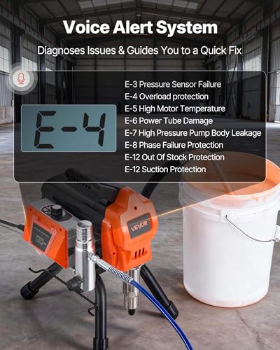 VEVOR Stand Airless Paint Sprayer, 1500W, 3300PSI High Pressure Airless Sprayer, Cleaning Brush, Hose, Extension Rod, Nozzles, Electric Spray Paint Machine for Large Apartments, Factory Buildings - size: 1500 W