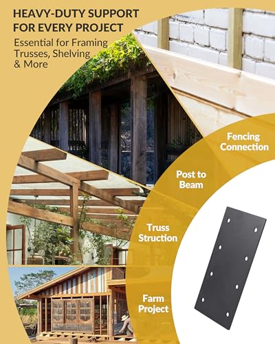 4 Pcs Ultra-Thick Straight Mending Plate, 9.25" x 4.5" Extreme Weatherproof Flat Bracket, Heavy Duty Steel I-Shape Timber Connector for 6x6 8x8 Lumber, Outdoor Pergola, Deck & Cabin - size: 4 Pack, style: P-Shape Tie