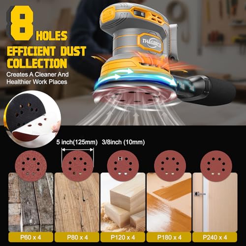 Cordless Orbital Sander Compatible For Dewalt 20V 60V With Dust Collector - style: SANER 20V 60V