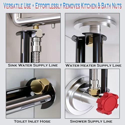 Multifunctional Sink Wrench with Black Nitrile Gloves Set, Carbon Steel Basin Wrench, Sink Wrench Tool for Under Sink Tight Spaces, Faucet Installation & Plumbing Repair Tool Kit