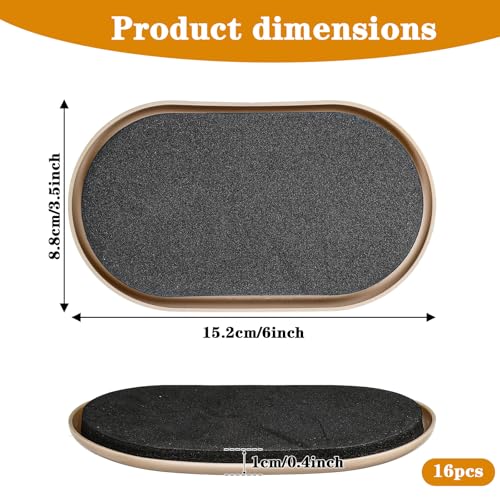 16pcs Oval Furniture Sliders, 6" x 3-1/2" Heavy-Duty Reusable Movers for Carpet & Hardwood Floors - Effortlessly Move & Protect Sofas, Tables, Cabinets