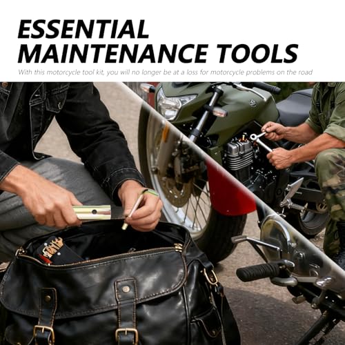 8PCS Motorcycle Tool Kit,Practical Motorcycle Tools Kit Set Includes Pliers/Double Head Spark Plug Socket/Screwdriver/Wrench/Storage Bag,Portable Dirt Bike Tool Kits