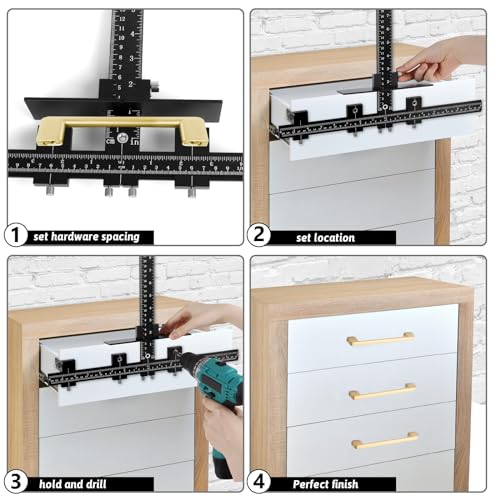 Cabinet Hardware Jig Template-Woodworking Punch Locator Drill Hole Guide - color: Black