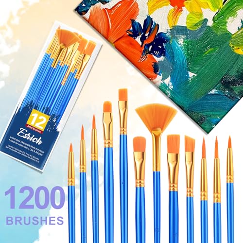 ESRICH Paint Brushes Set, 100Pack 1200pcs Paint Brush for Acrylic Painting - size: 1200p