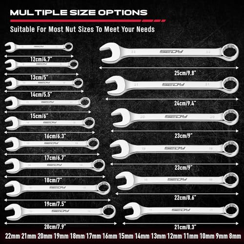 30-Piece Combination Wrench Set - Open End Wrench Set with Organizer Professional 12 Point Wrench Kit Tool for Mechanic Garages Workshops 1/4'' to 1'' & 8-22mm - style: 30-Piece Combination (SAE & Metric)