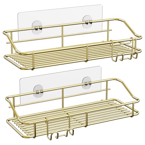 Nieifi Shower Caddy Adhesive, Shower Shelves, Shampoo Holder for Bathroom - color: Gold, size: 2 Pack
