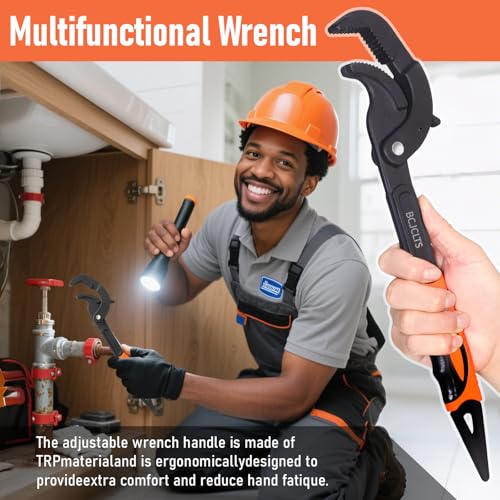 Pipe Wrench Set, 10” and 15” Self Adjusting Wrench 2-Piece Plumbing Tools for 0.55“-2.36”/14-60mm Standard Nuts, Irregular Nuts,Pipes Use