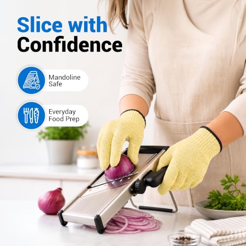 A5 Cut Resistant Gloves, Food Grade Kitchen Safety Gloves - color: Beige, size: Medium