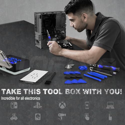 Precision Screwdriver Set,Glasses repair kit,Magnetic Screwdriver Torx T6 T8 T9 T10,Pentalobe P5,Triwing,Flathead,Phillips with Pry Tool for iPhone/Xbox/Ps4 Laptop,Computer,Switch,Phone Screen,Watch - color: Blue