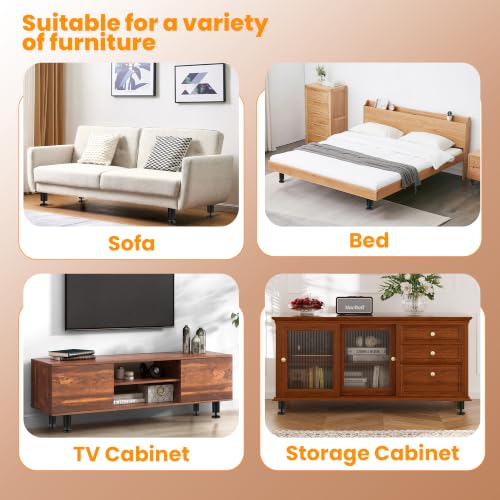 Alise Black Bed Sofa Legs Cabinet Legs Furniture Legs,Pack of 4 - color: Black