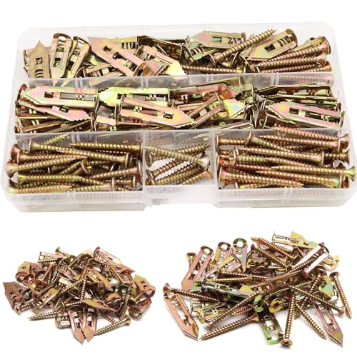 Self Drilling Drywall Anchor Kit 160PCS - Carbon Steel Zinc Plated Expansion Anchors with Self Tapping Screws AXK - size: 160PCS--2 Sizes Kit