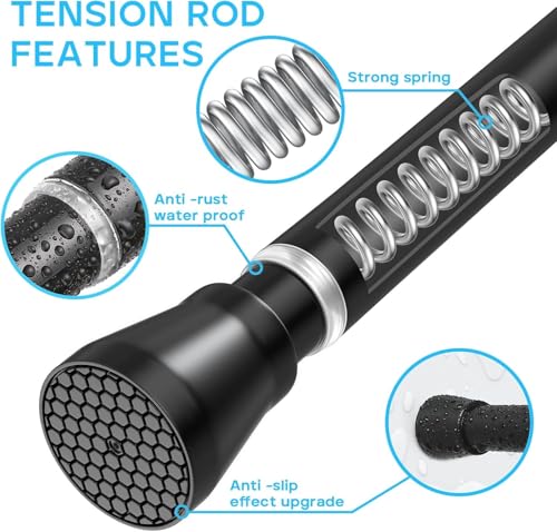 2 Pack Black Shower Curtain Rod 45 to 77 Inch - color: Black 2 Pack, size: 45-77"