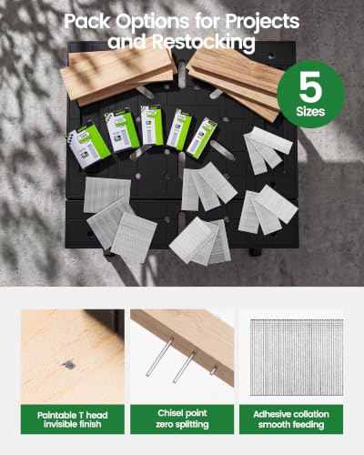 meite 16 Gauge Finish Nails 1-1/4 Inch Galvanized Straight T-Nails 500PCS - size: 1-1/4 Inch