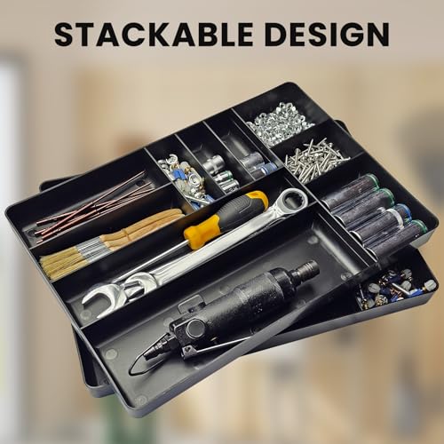 10-Compartments Tool Box Organizer Tray (1, Black) - color: Black